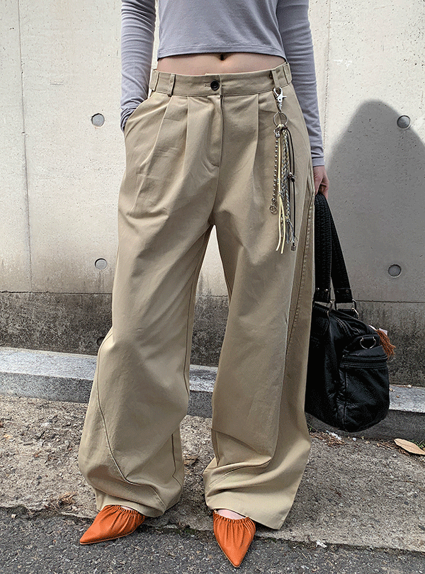 Curved cotton bijo chino pants (2color)